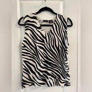 George XL Zebra Print Sleeveless V-Neck Shirt, Shell, Tank Top